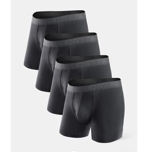 David Archy Mens Bamboo Breathable Boxer Briefs 5.5 Inch 4 Pack Black‎ XXL